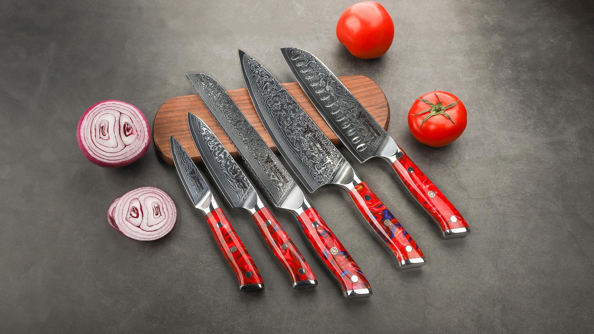 調理器具 G350 SANMUZUO Santoku Knife (Sunset Red) Amazon.com: SANMUZUO Chef Cooking Knives Set- Kitchen Knife Set of
